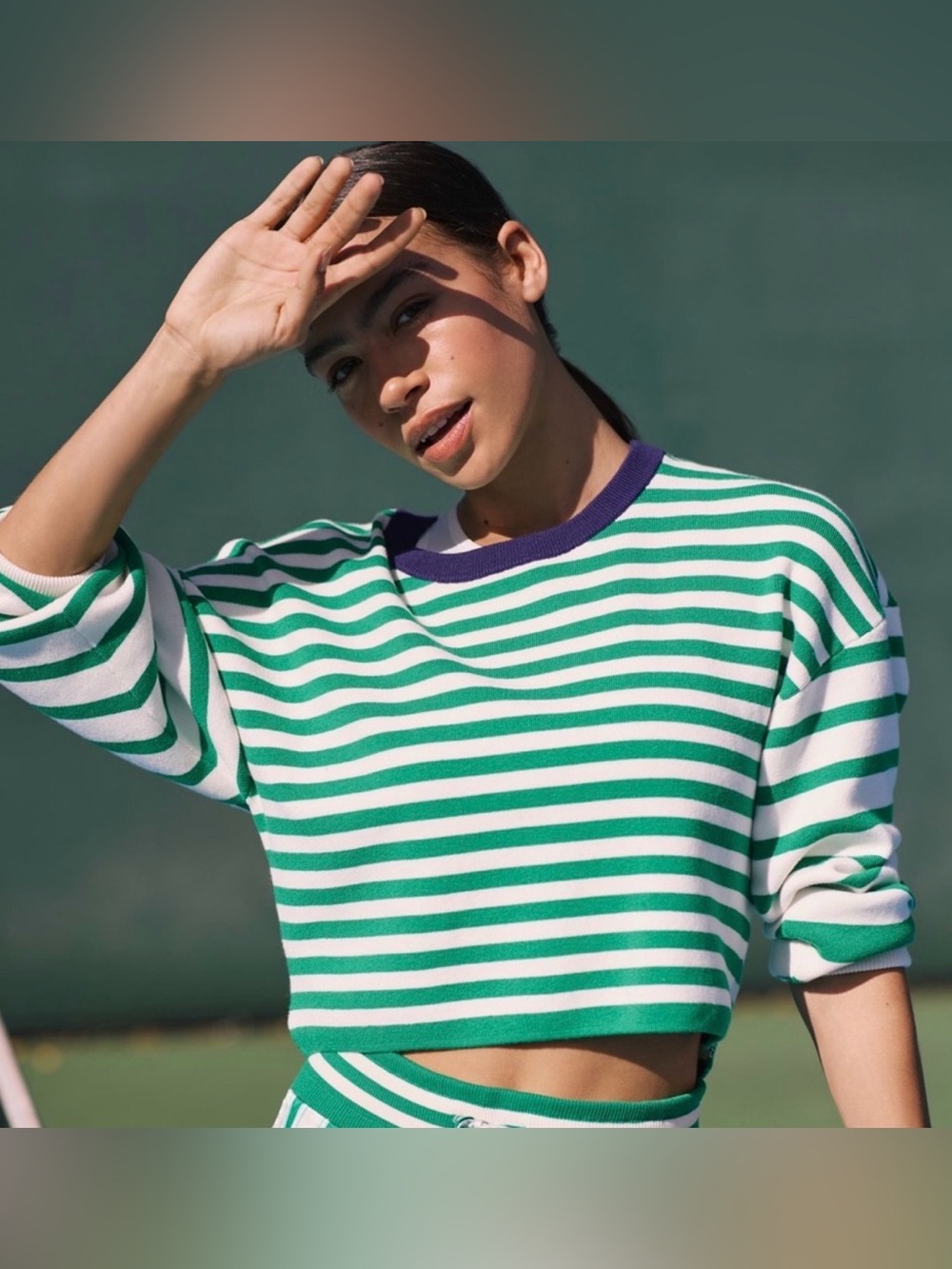 Daily Practice by Anthropologie Stripe Cropped Sweater Sz XS Preppy Nautical